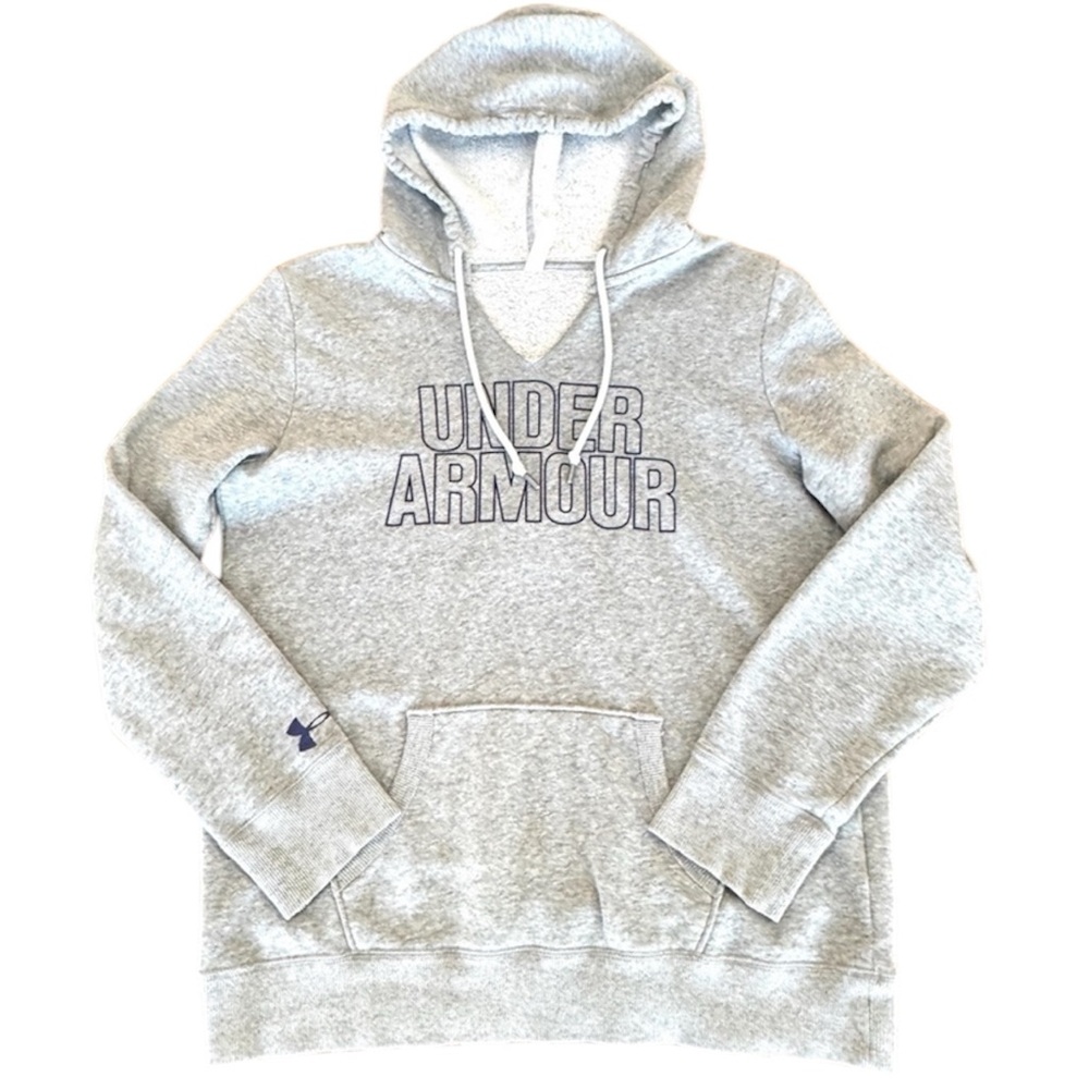 Under Armour Hoodie Sweatshirt Gray Loose Fit Medium
